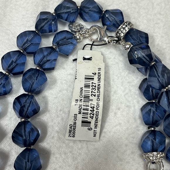 Anne Klein Blue and Silver Beaded Necklace Set - Picture 2 of 4